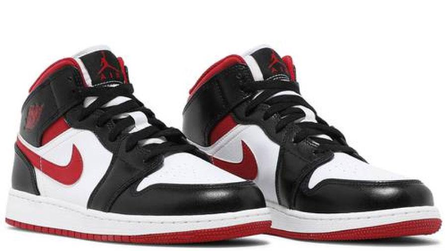 Air Jordan 1 Mid Black White GYM Red GS - Sneakers of London